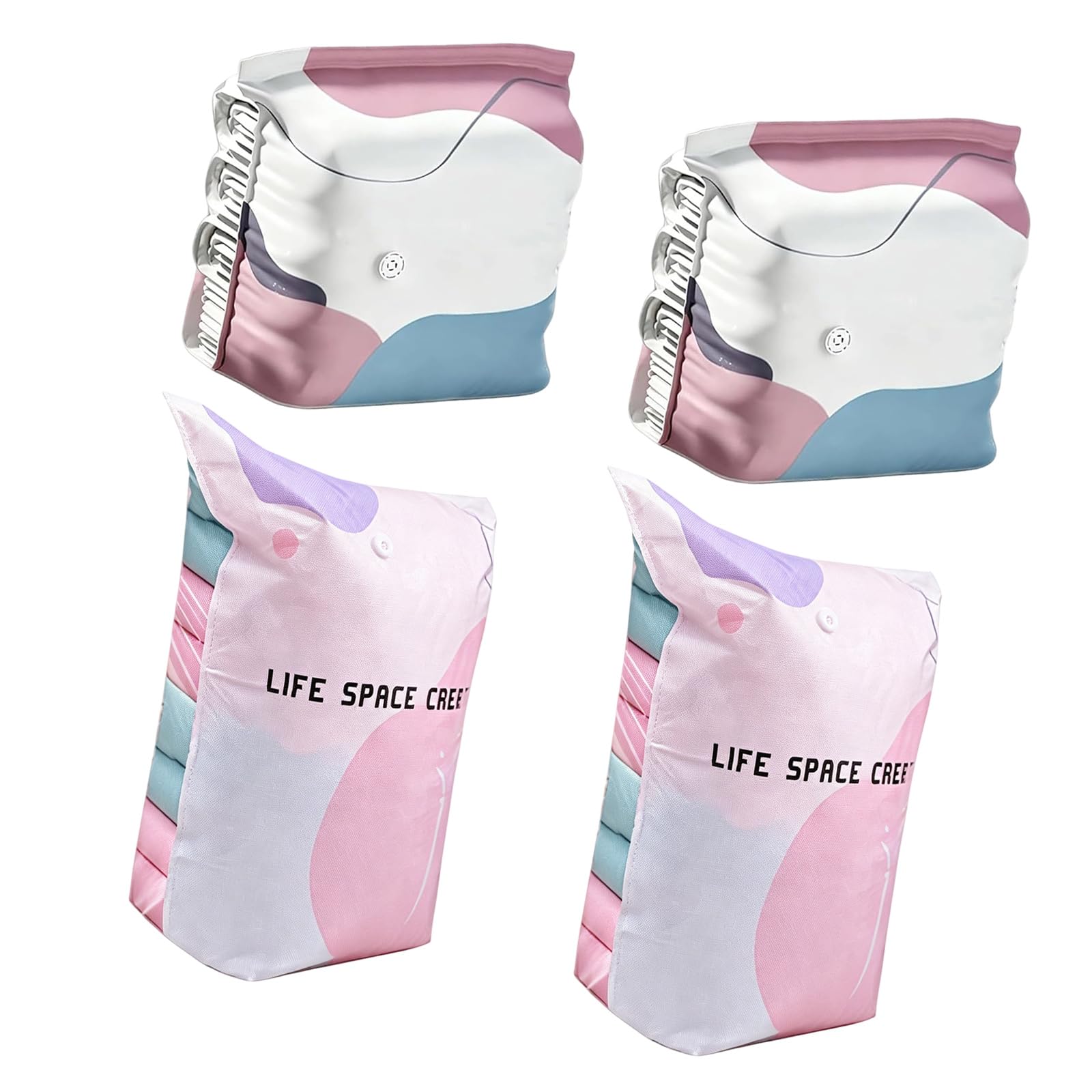 Closet Vacuum Storage Bags for Quilt and Wardrobe Items 3D Freestanding Organizers with Zippers Seal Design Clothes Organizers