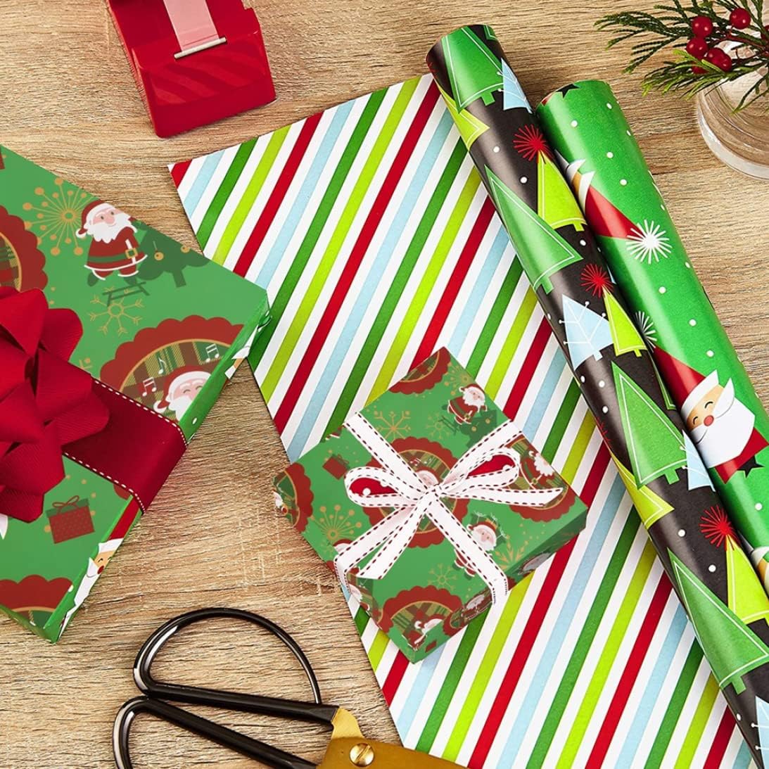 Ckuakiwu 10 Sheets 29.5x20.5 Christmas Wrapping Paper Bundle, Decorative Wrap Craft Presents image 3