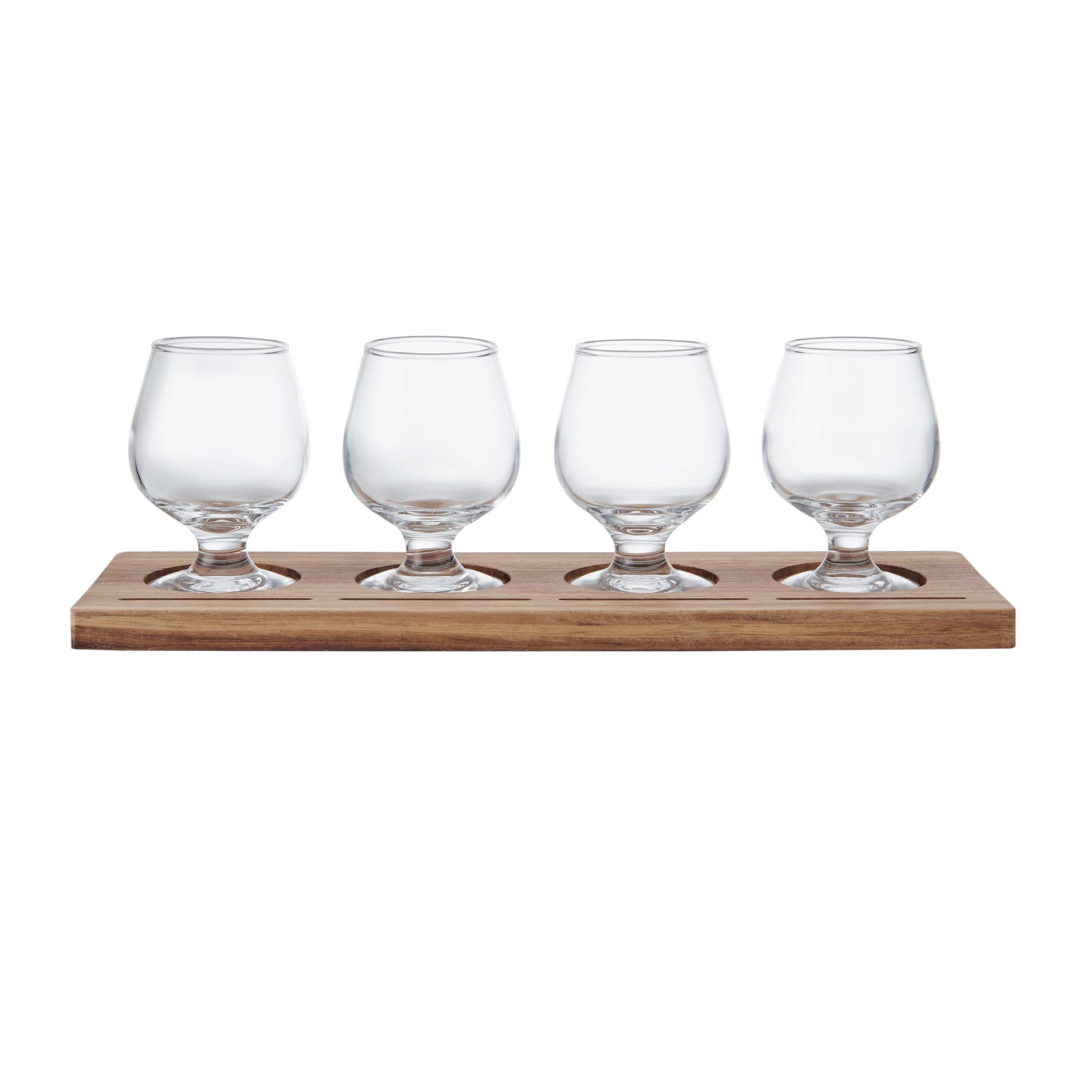 BarCraft Wooden Tasting Paddle 34cm with 4 x 150ml Glasses