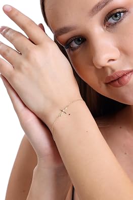 100% 14k Pure Gold Bracelet - Adjustable, Dainty Bracelet for Women, Mom, Grandma, | Charm Jewelry for Her Birthday, Mothers Day, Mothers Day Gifts | 8''