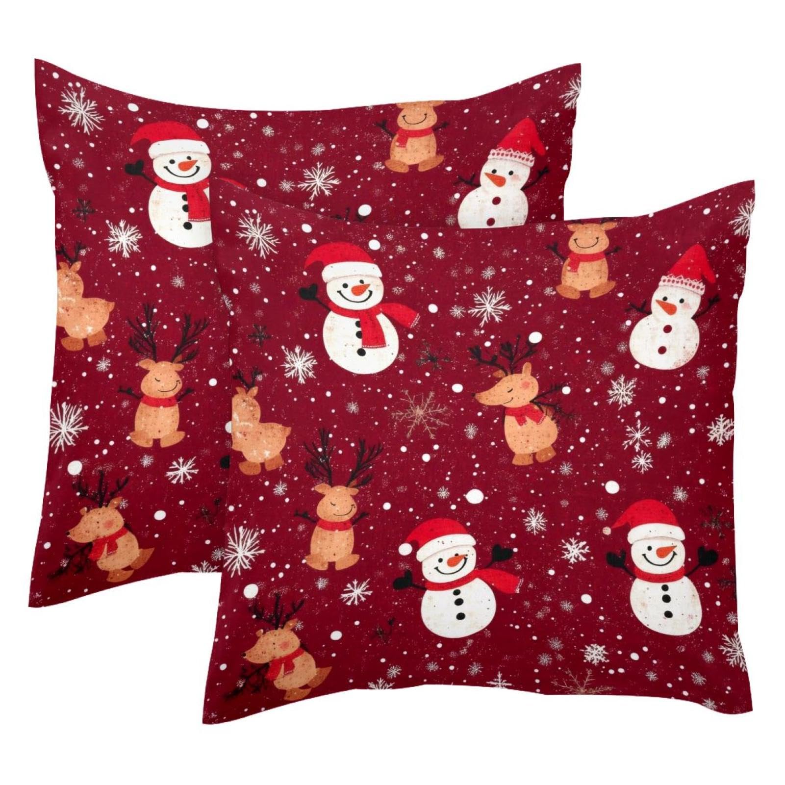Housse de coussin de Noël velours 50x50cm anti-pli motif renne