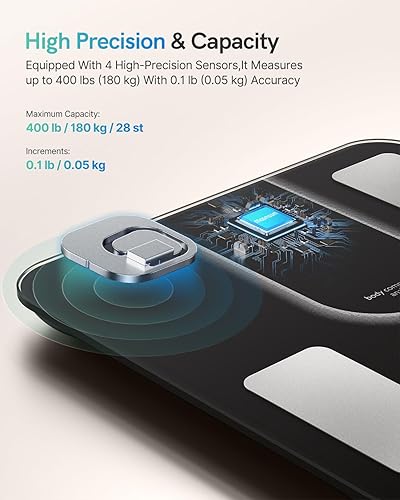 Miniatura 5 de Báscula para peso corporal, elegible para FSA y HSA, báscula inteligente con pantalla VA 9 en 1, báscula de baño con 22 métricas corporales,