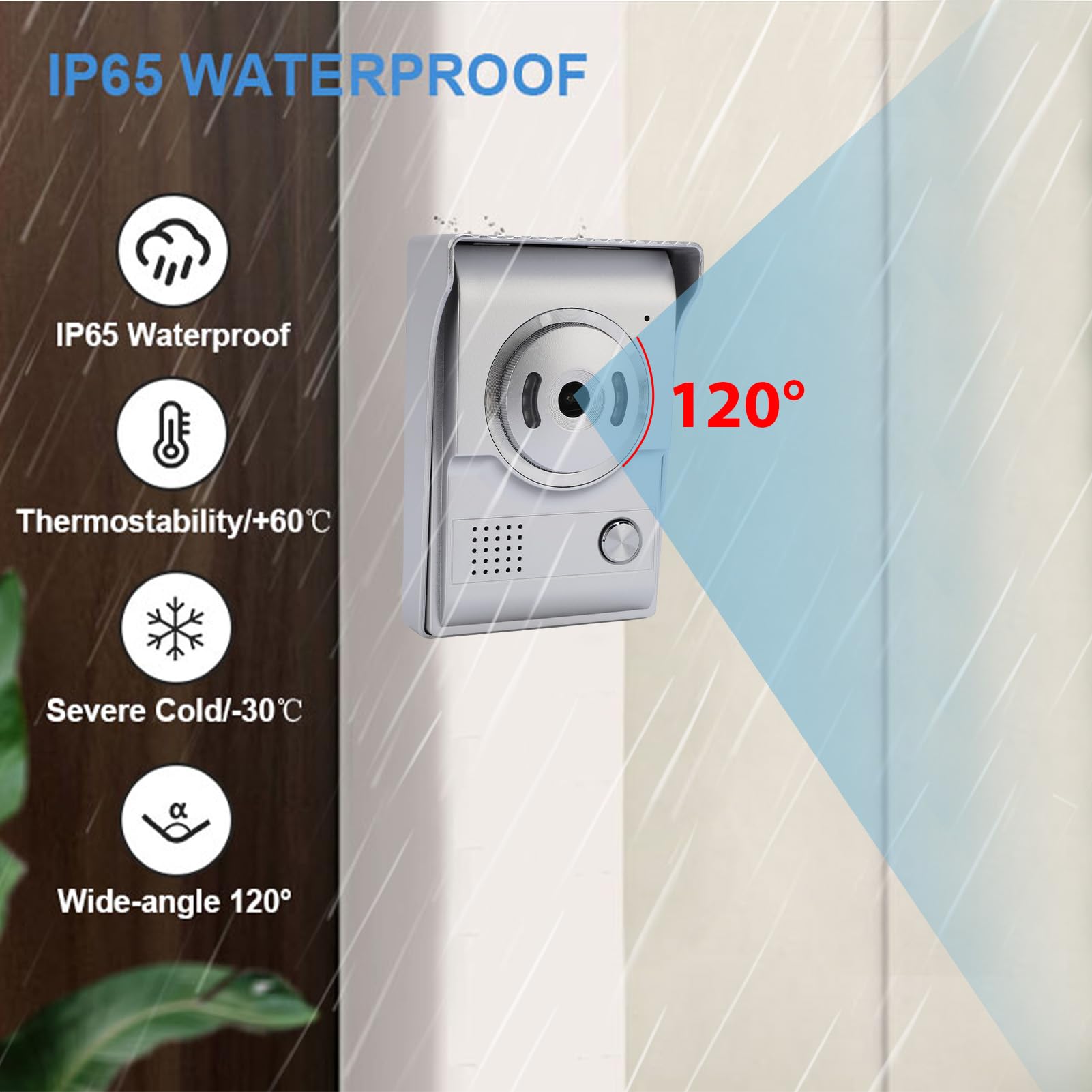 Irishom Video Video 7 Pollici 1080p HD WiFi Smart Doorbell con Talk a Due Vie Mobile App Remoto Control BT Voice Chanzer Night Vision IP55 Waterproof per Villa Home Office Apartment (Plug)