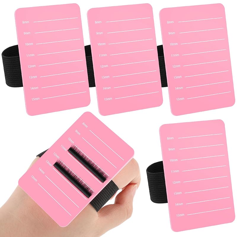 Patelai Suporte para Extensão de Cílios Ajustável para Mão, 8–15 mm, Rosa, Pacote com 4