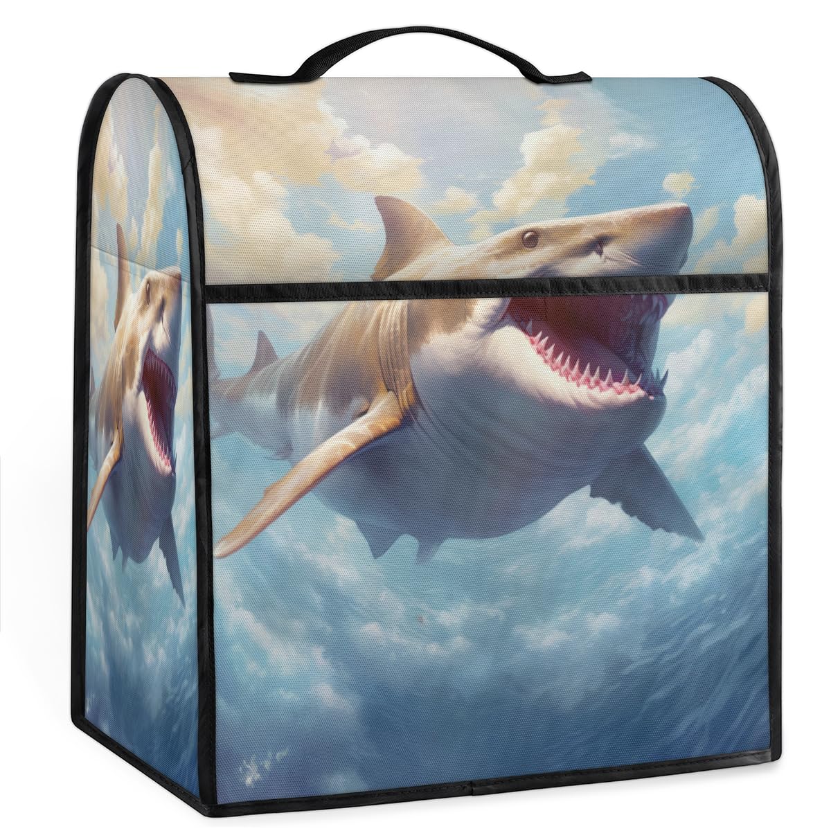 Coffee Maker Cover Shark Ocean Kitchen Appliance Covers Small Appliance Covers Blender Cover Juicer Cover Dust Covers for Kitchen Appliances with Top Handle and Pockets,Washable,B43