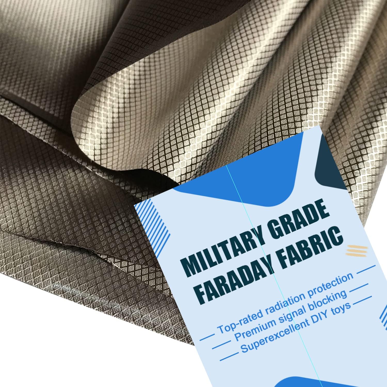 Faraday Fabric 3 Yard Nickel Copper Faraday Cloth 43×108 inch Military Grade Signal Fabric Blocking, Brown