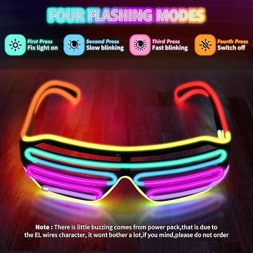 Miniatura 4 de YouRfocus Lentes con luz LED, multicolor, que brillan en la oscuridad, para fiestas rave, EDM, disfraces de Halloween (7 colores)