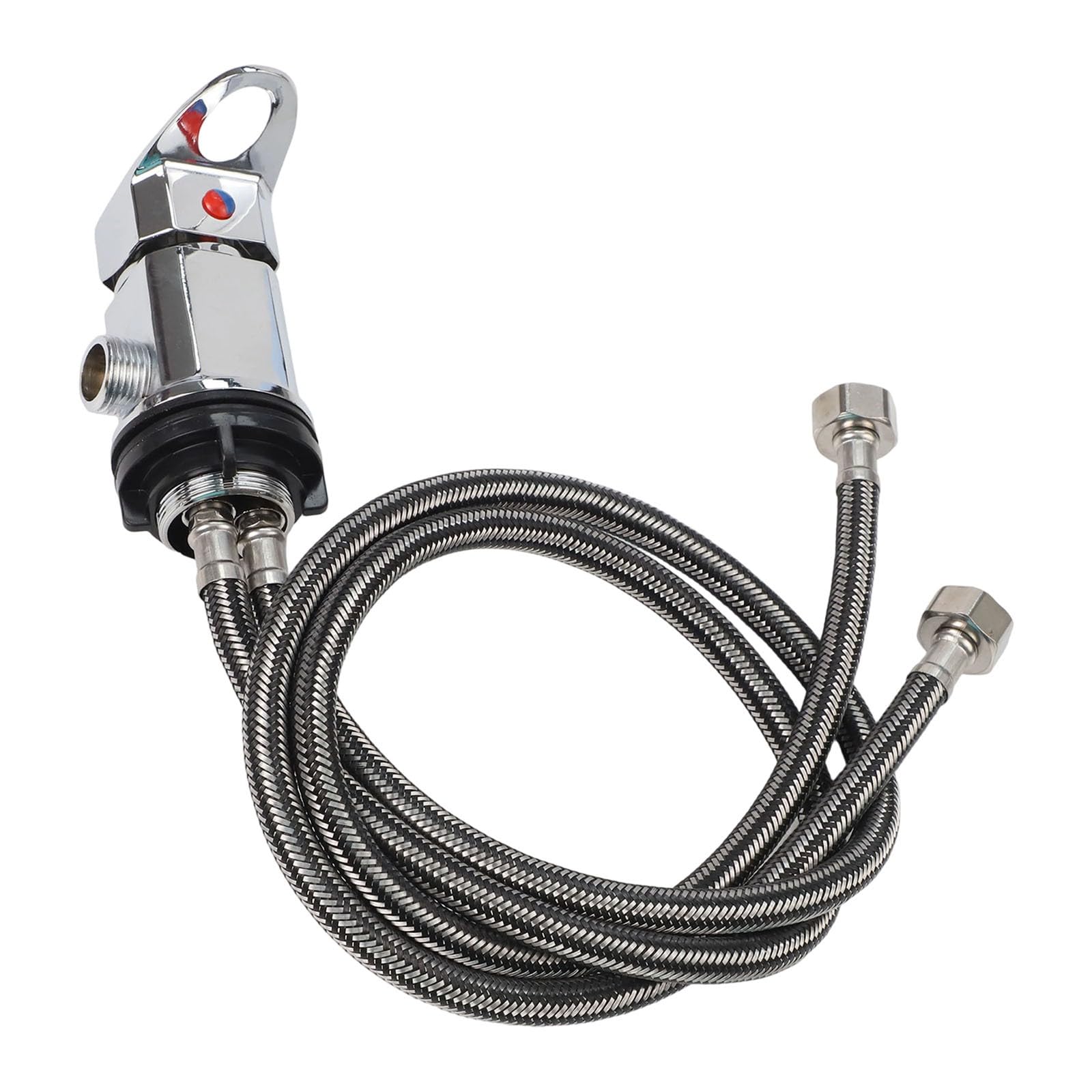 Whychstore Robinet mélangeur de douche RV en alliage de zinc G1/2 avec tuyaux à enfoncer de 80 cm pour camping-car, caravane, argent