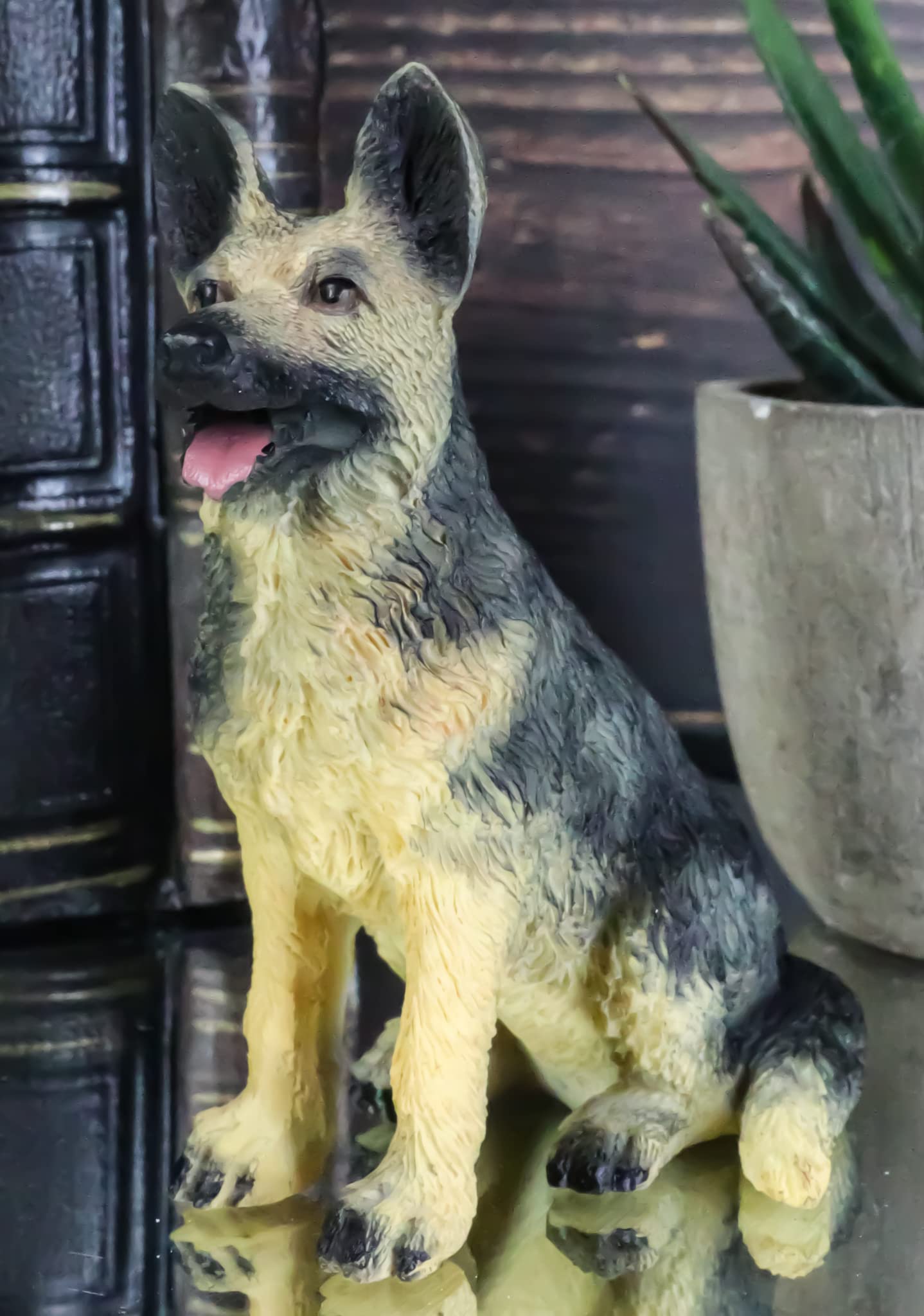 Ebros GiftLifelike Realistic Sitting Canine German Shepherd Police Dog Miniature Figurine 3" H Decorative Pet Pal Dogs Collectible Sculpture