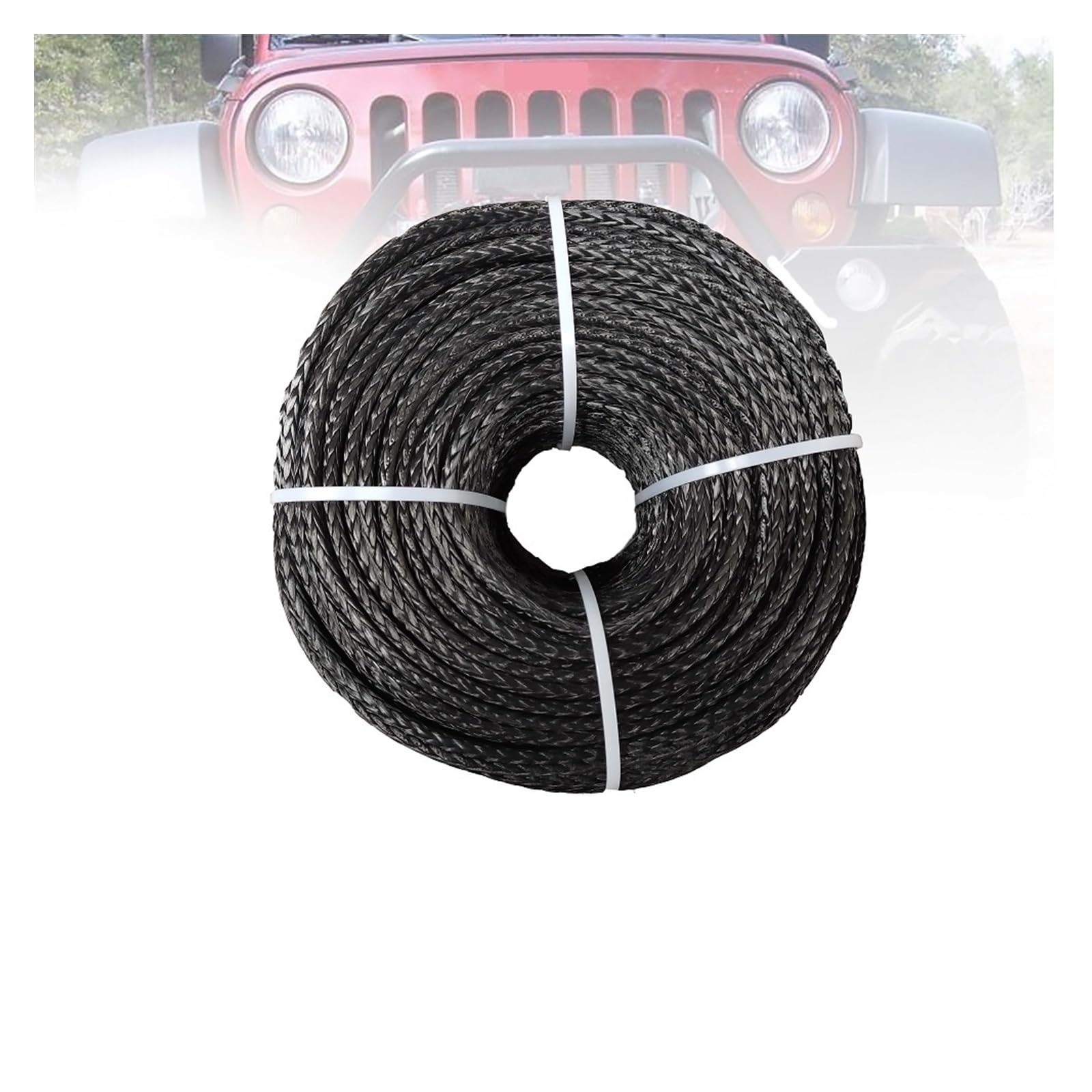 Winch Rope, 6mm 100meters UHMWPE Sailplane Winch Rope for Off Road Vehicle ATV UTV SUV Truck Boat Accessory(Nero)