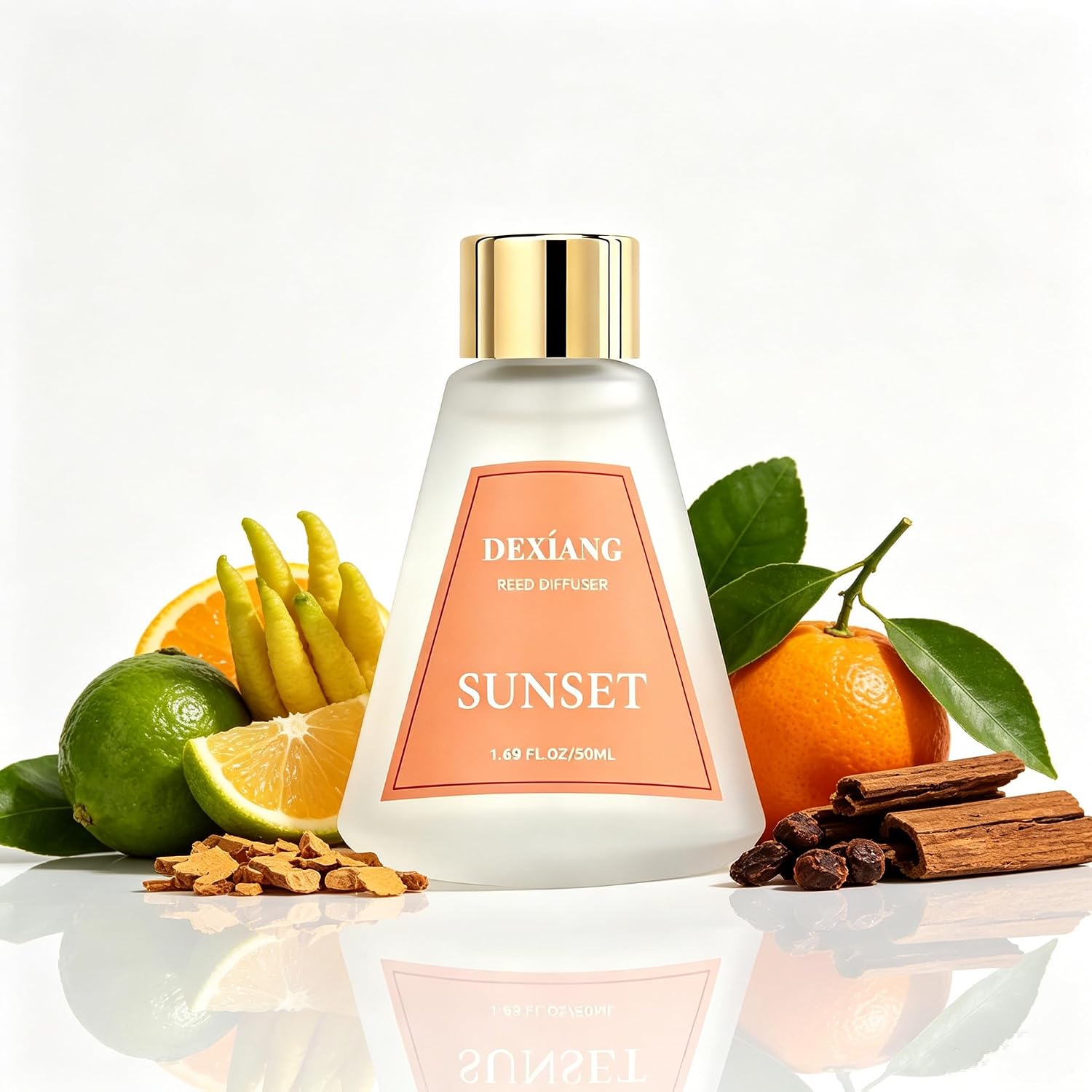 Reed Diffuser Set of 3 Pack, Tulip/Sunset/Vacation Oil Diffuser Reed Diffusers for for Home, Bathroom, Office Decor, 1.7 Fl.oz, Total 5.1Oz
