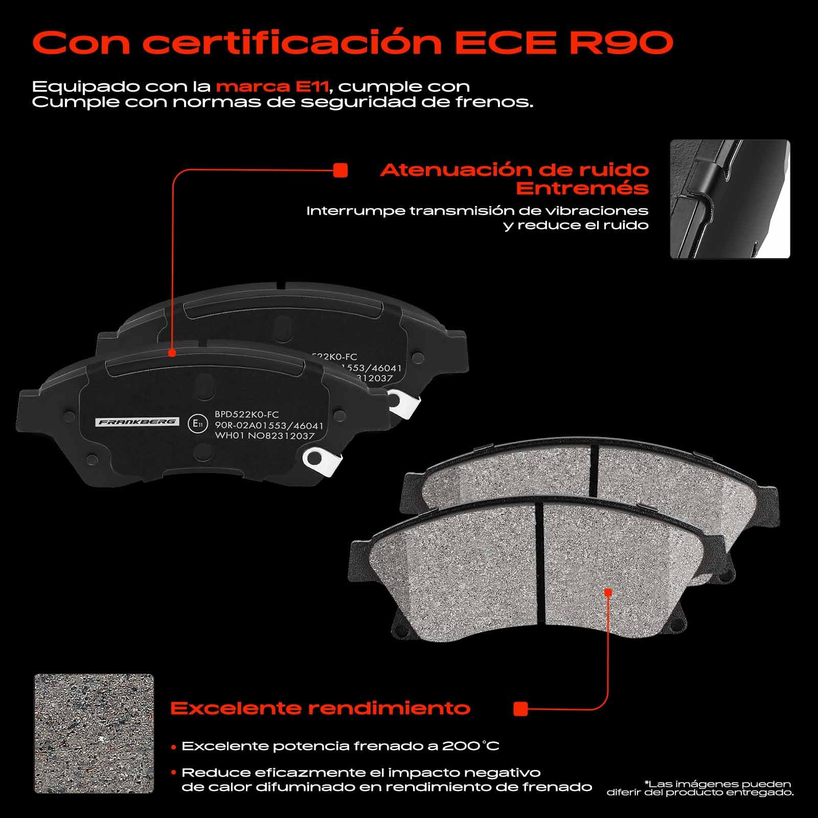 Frankberg 4 pastillas de freno delanteras compatibles con Aveo Hatchback T300 1.2L-1.6L 2011-2023 Cruze J300 1.4L-2.0L 2009-2023 Astra J P10 1.2L-2.0L 2009-2015 Replace # 1333 01207