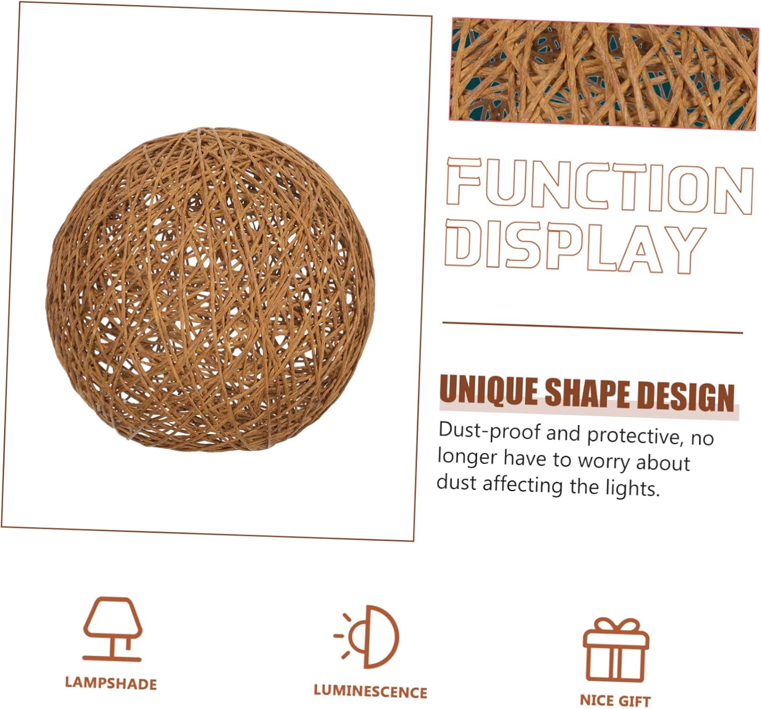 DOITOOL 3pcs Rattan Woven Ceiling Lamp Shade Handmade Decorative Light Cover for Living Room Bedroom and Study Easy to Install Light Fixture