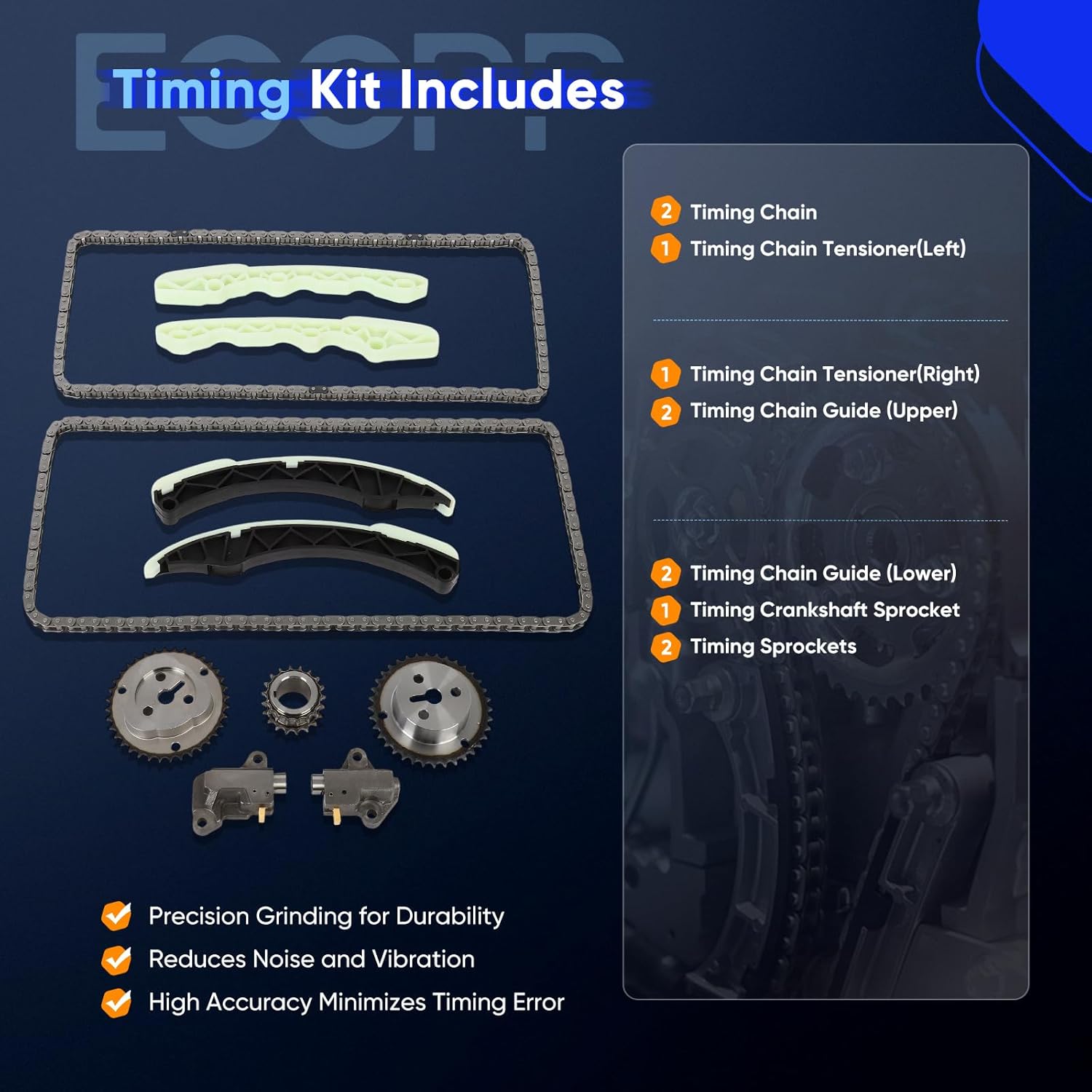 ECCPP Timing Chain Kit Compatible with 2013-2015 for Subaru BRZ,2013-2015 for Scion FR-S,w/Timing Chains Rail Tensioners Crank Sprocket