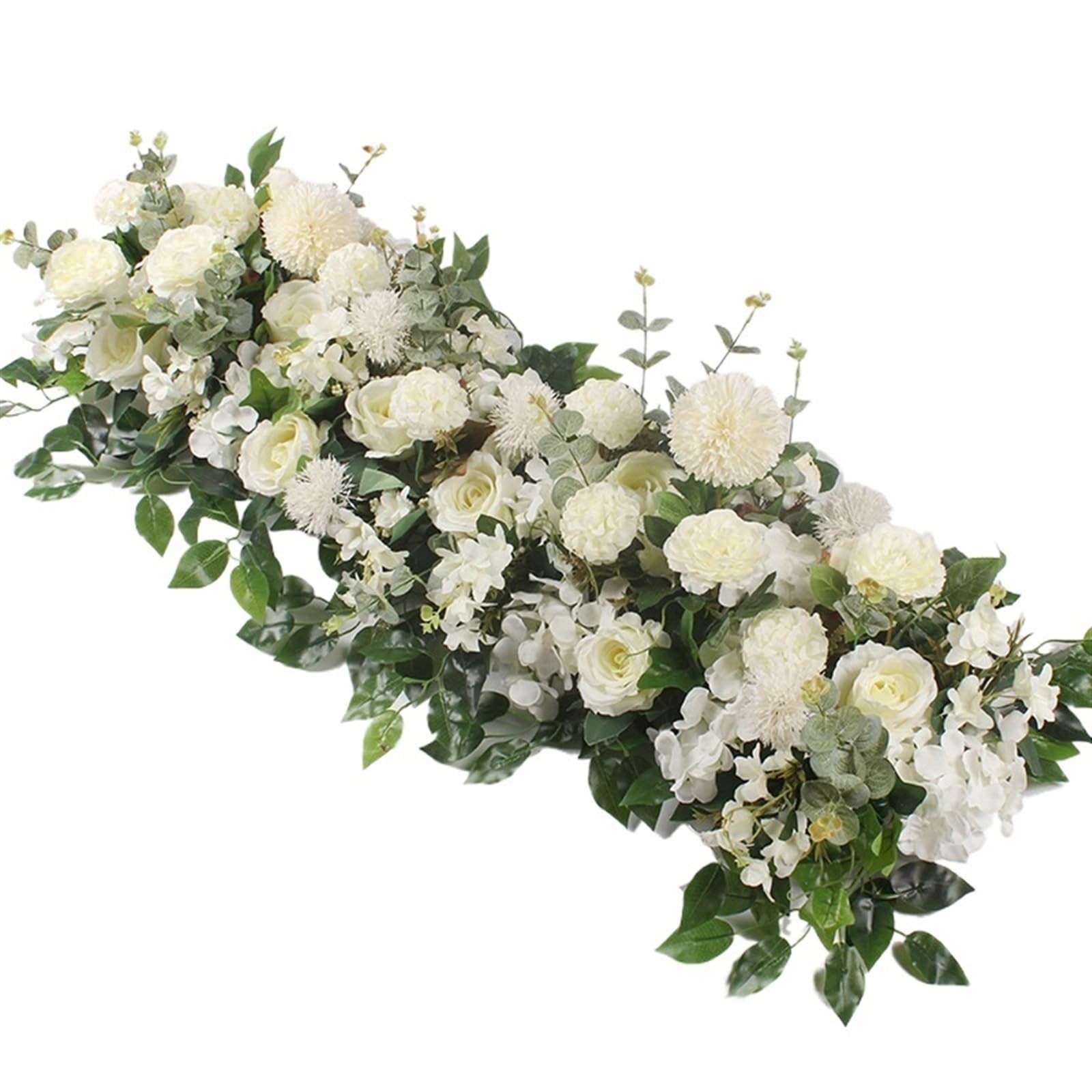 YXINAER Flower Wall Panel 100CM DIY Wedding Flower Wall Arrangement Silk Peonie Rose Artificial Floral Row Decor Marriage Iron Arch Backdrop(White)
