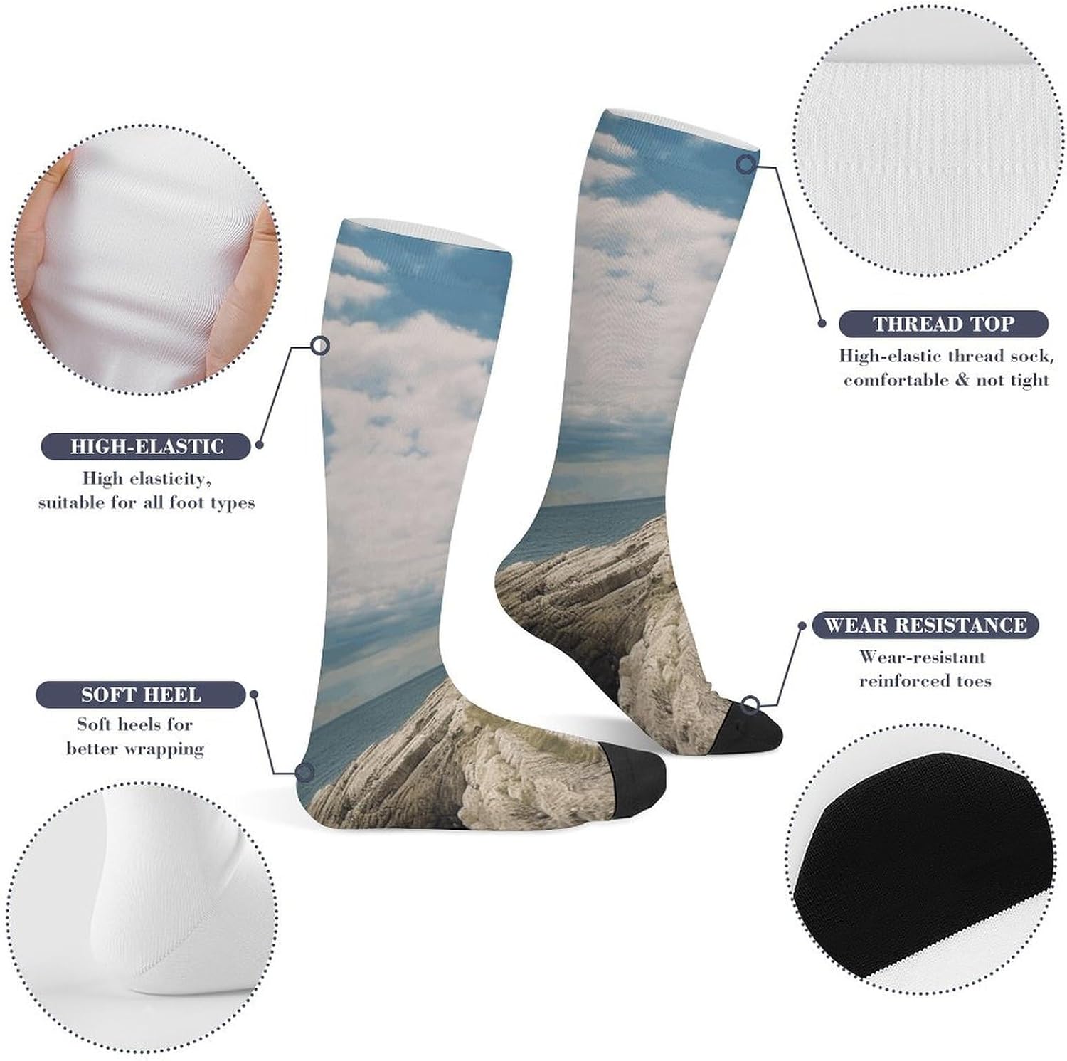 Lighthouse Backdrop Knee High Soccer Socks Moisture Wicking