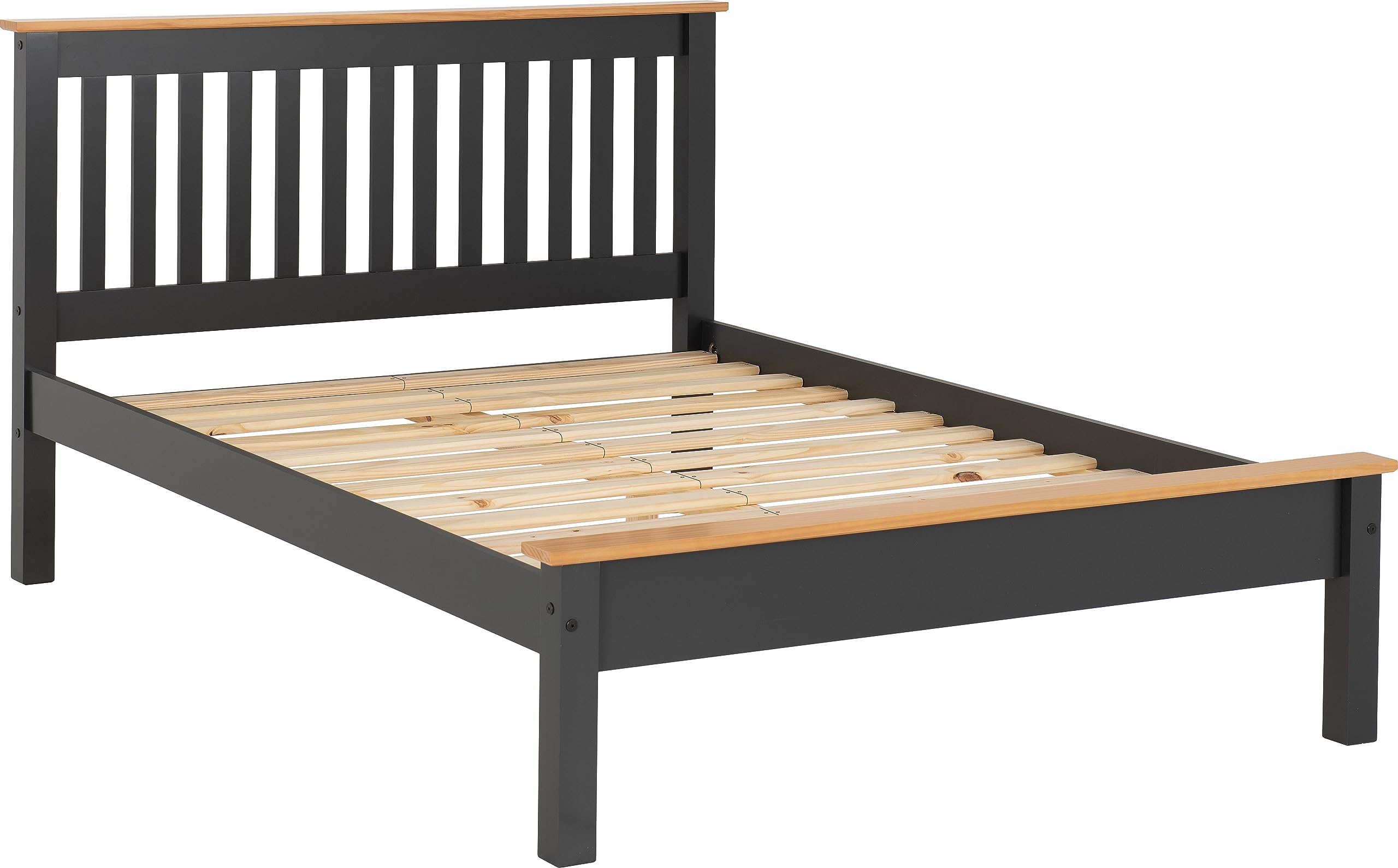 Seconique Monaco 4'6" Double Low End Bed in Grey/Oak Effect