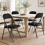 Asdsed Lot de 8 Chaises Pliantes Rembourrées, Jusqu'à 160 kg, Robuste et Stable, Gain de Place, Confortable Chaise Pliable pour Salon, Salle à Manger, Camping, Jardin, Cuisine, Tissu, Noir - 6