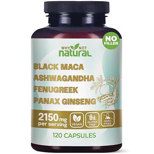 Why Not Natural 4-in-1 Organic Black Maca Root, Ashwagandha, Fenugreek,