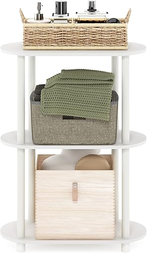 Vista 75 de Furinno Turn-N-Tube - Estantería multiuso de 5 niveles, estantería para exhibición, almacenamiento o libros, con tubos redondos, color cereza claro