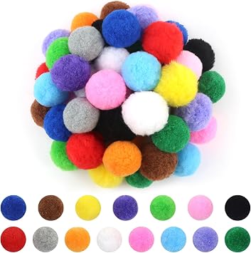 TOAOB 50pcs 1.5 Inch Pom Poms for Crafts Fuzzy Pompoms Balls Multicolour | Large, for DIY Arts Crafts Decorations