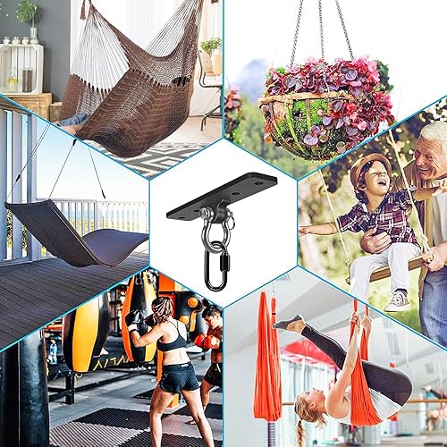 Miniatura 7 de Dolibest Soporte de montaje en pared, anclaje de techo para kit de entrenamiento de suspensión en el hogar, correas de suspensión, anillos de