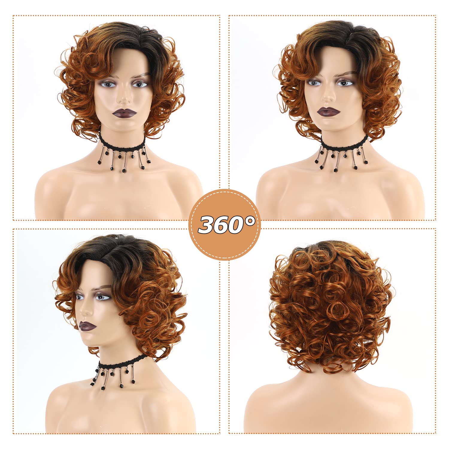 SEVENCOLORS Short Curly Glueless Synthetic Wig