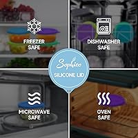 Vista 5 de Sophico - Tapas redondas de silicona para recipiente de almacenamiento de 2 tazas, reemplazo para Pyrex 7200-PC y cuencos de vidrio Anchor Hocking
