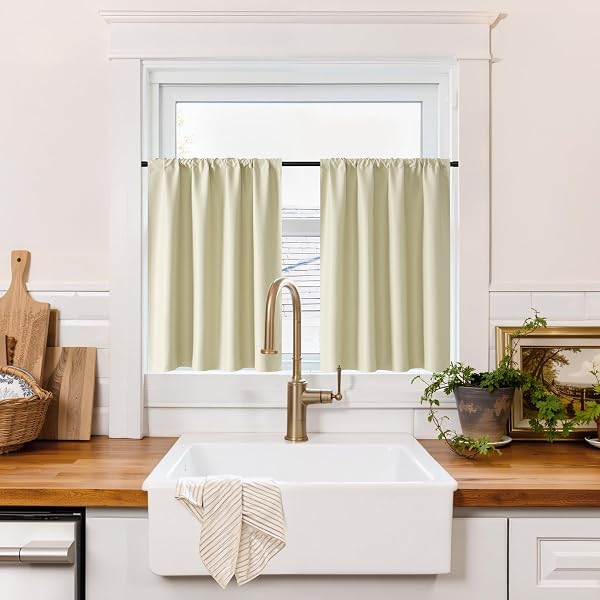 RYB HOME 100% Blackout Short Curtains for Small Window, Thermal Insulated