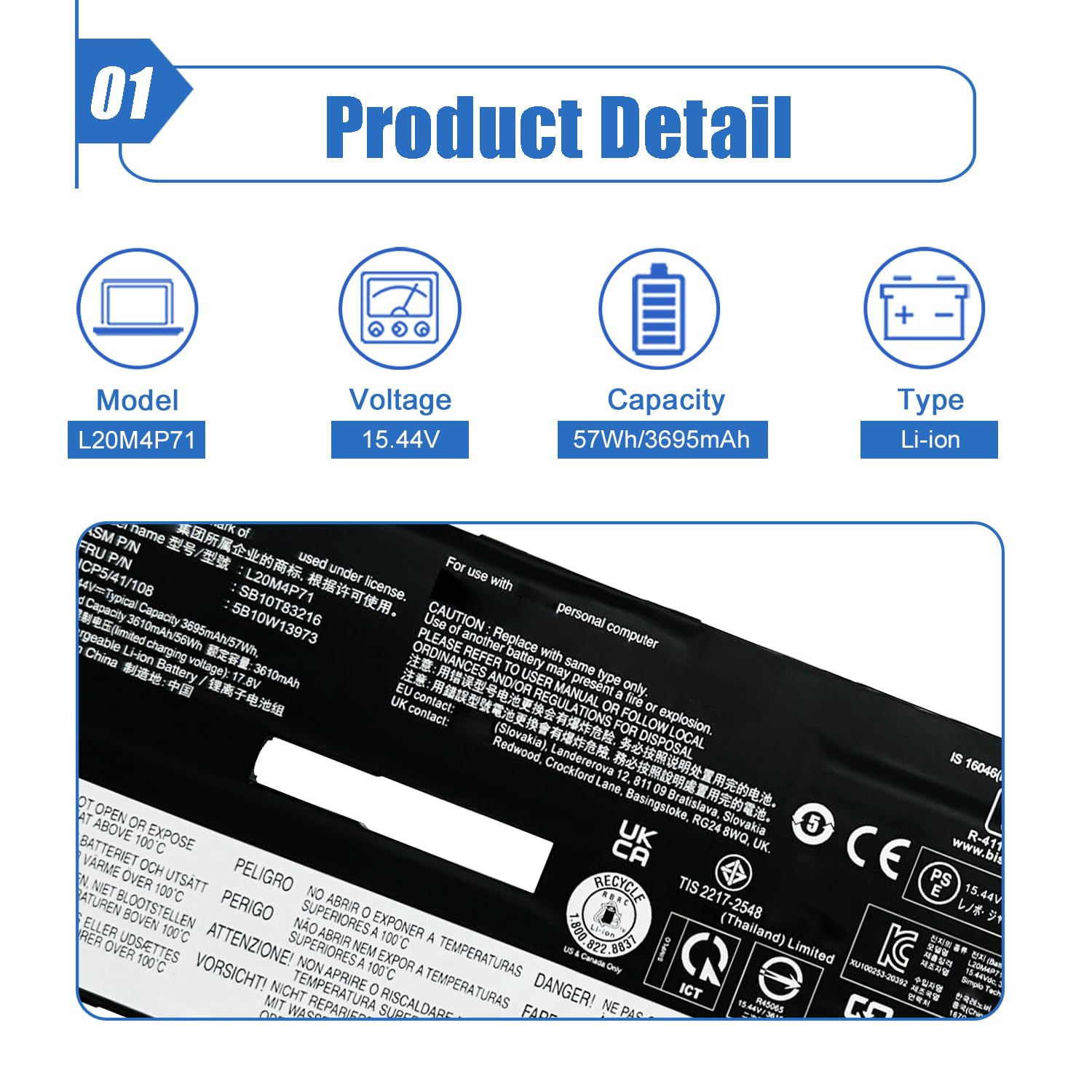 Amazon.com: Dentsing L20M4P71 15.44V 57Wh/3695mAh Laptop Battery