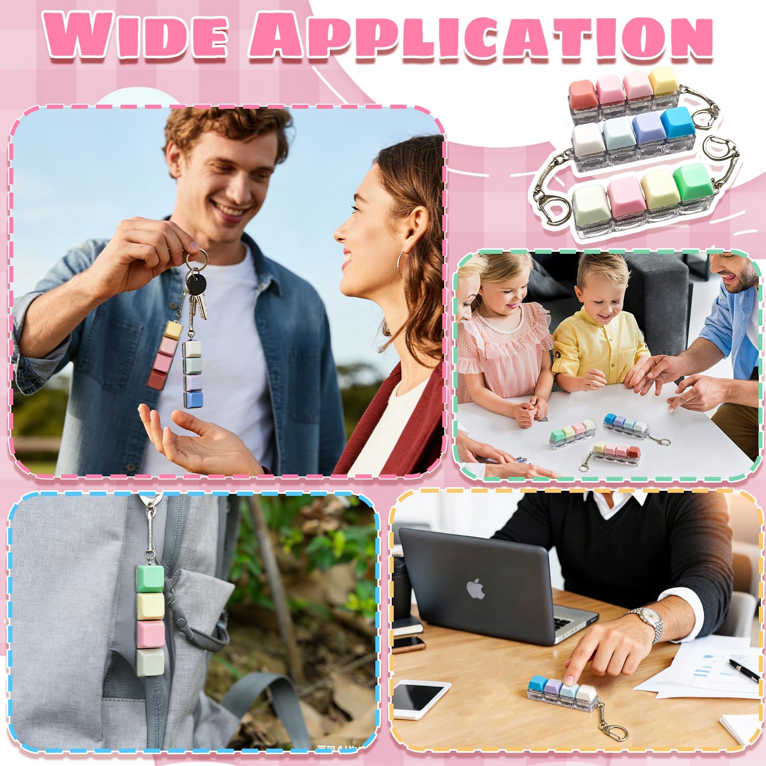 Pack De 3 Llaveros Fidget Teclado Clic – Juguete Anti Estrés Con Botones Táctiles Para Adultos Y Niños