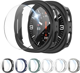 Rontion [6+6Pack] for Samsung Galaxy Watch 9/8 Screen Protector Case 40mm | Hard PC Bumper Cover and Anti-Fog Tempered Glass Protective Film Set Compatible with Galaxy Watch 9 Watch 8 40mm Accessories