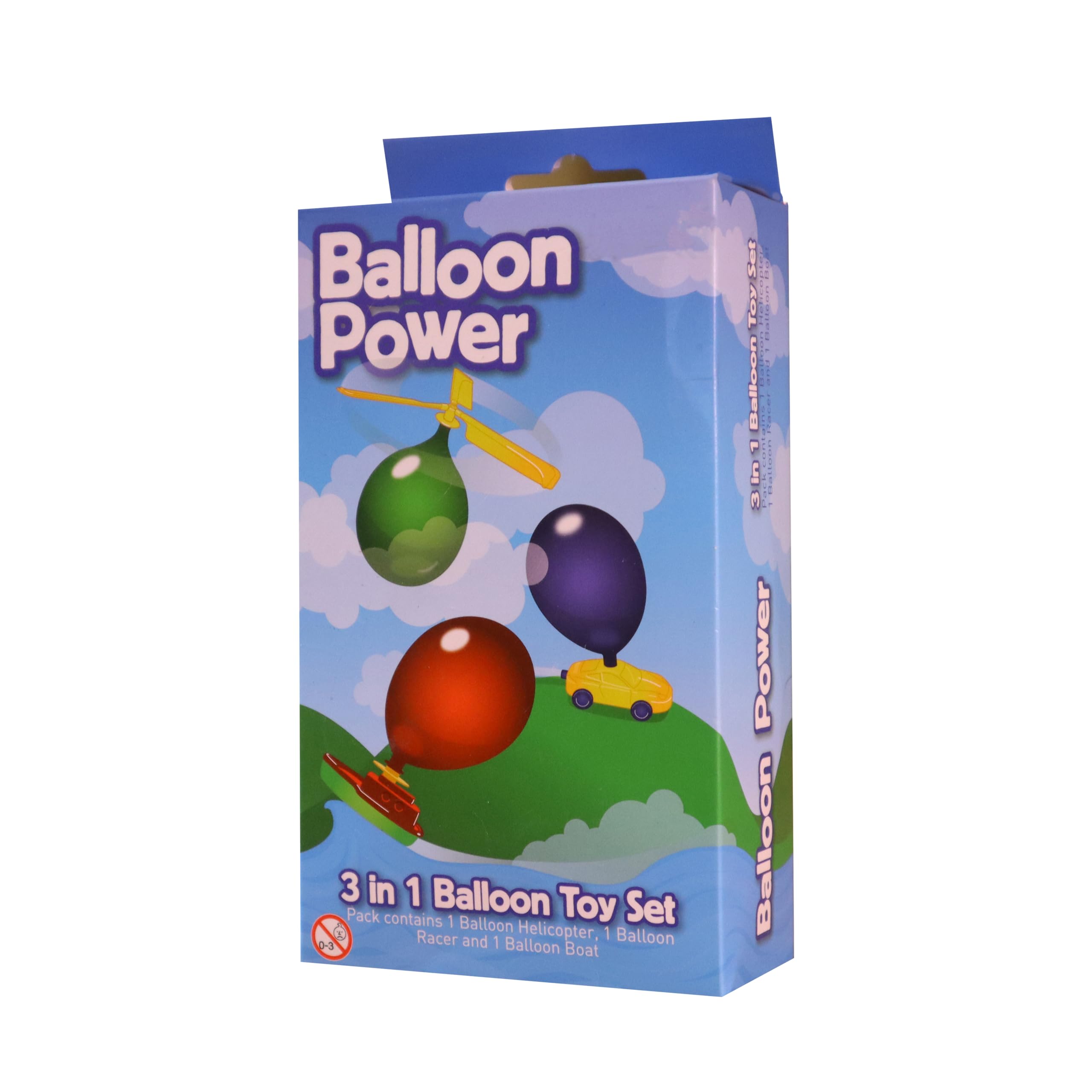 Zamsea Balloon Power 3-in-1 Balloon Toy Set with Helicopter, Racer