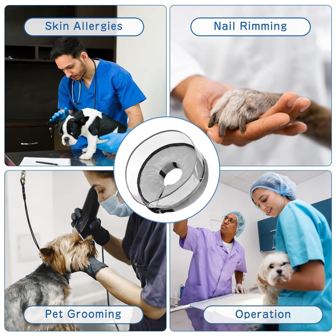 NHQZ Collerette Gonflable avec Entonnoir de Protection Anti-Léchage pour Chiens Collier Lune Adapté aux Chiens de Plus de 5 kg