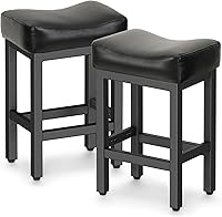 Vista 9 de Counter Height Bar Stools Set of 2, 24 Inch Barstools for Kitchen Island Counter, Bonded Leather Kitchen Stools with Thick Saddle Seats & Heavy Duty