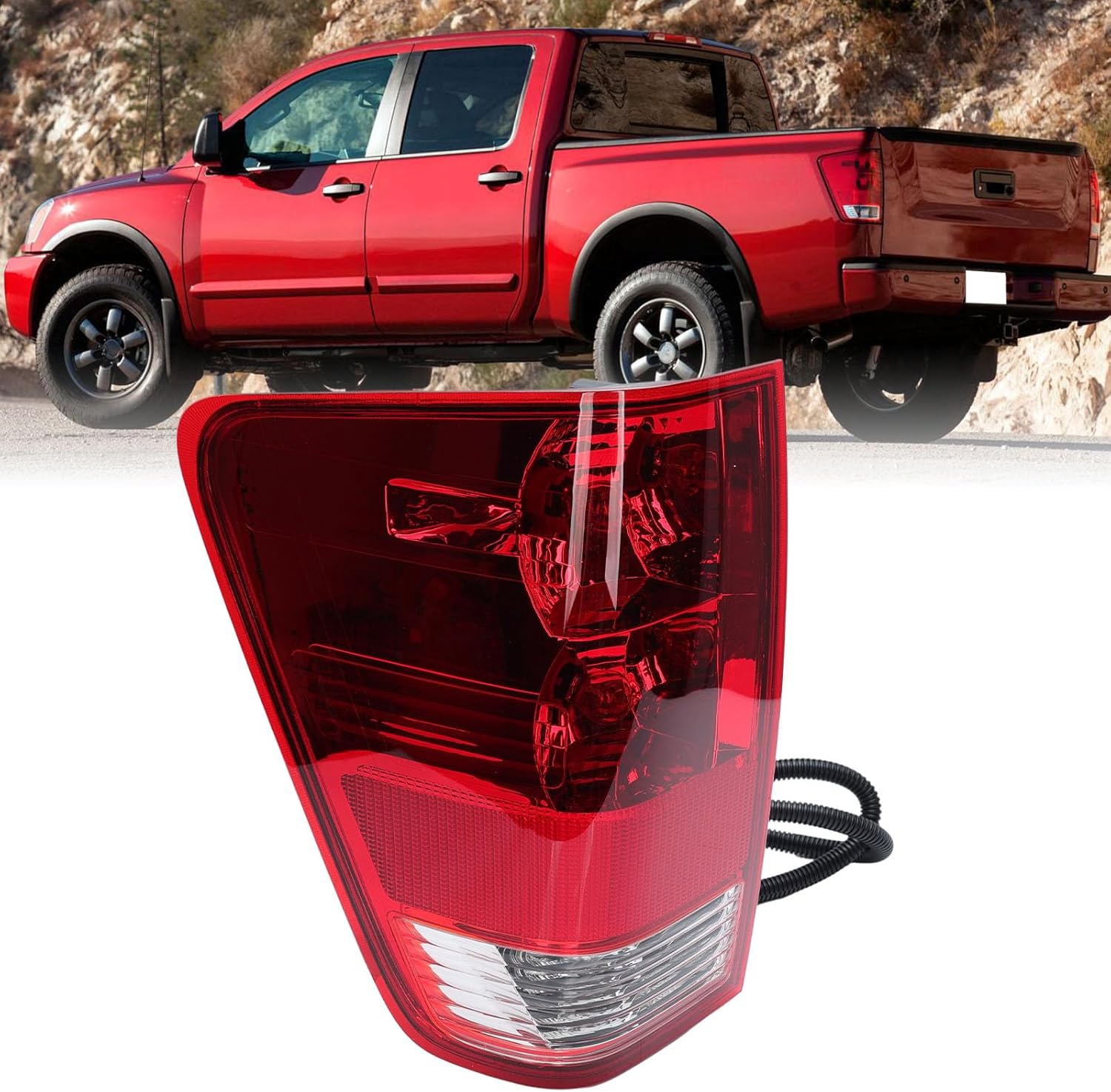 Tail light Compatible with 2004-2015 Nissan Titan with Bulbs and Harness Taillight Rear Lamp Replaces 265557S227 NI2800161(Left Driver Side)