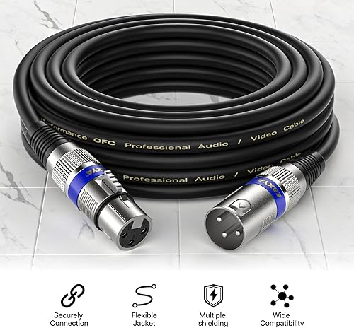 Miniatura 2 de EBXYA Paquete de 6 cables XLR de 10 pies, cable DMX para luz de escenario, cable de micrófono XLR de 3 pines equilibrado de alta calidad macho a