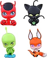 Vista 2 de BANDAI Miraculous Ladybug and Cat Noir Quality Kwami Surprise - 4 Figuritas Mágicas Joyas Brillantes para Belleza y Exhibición