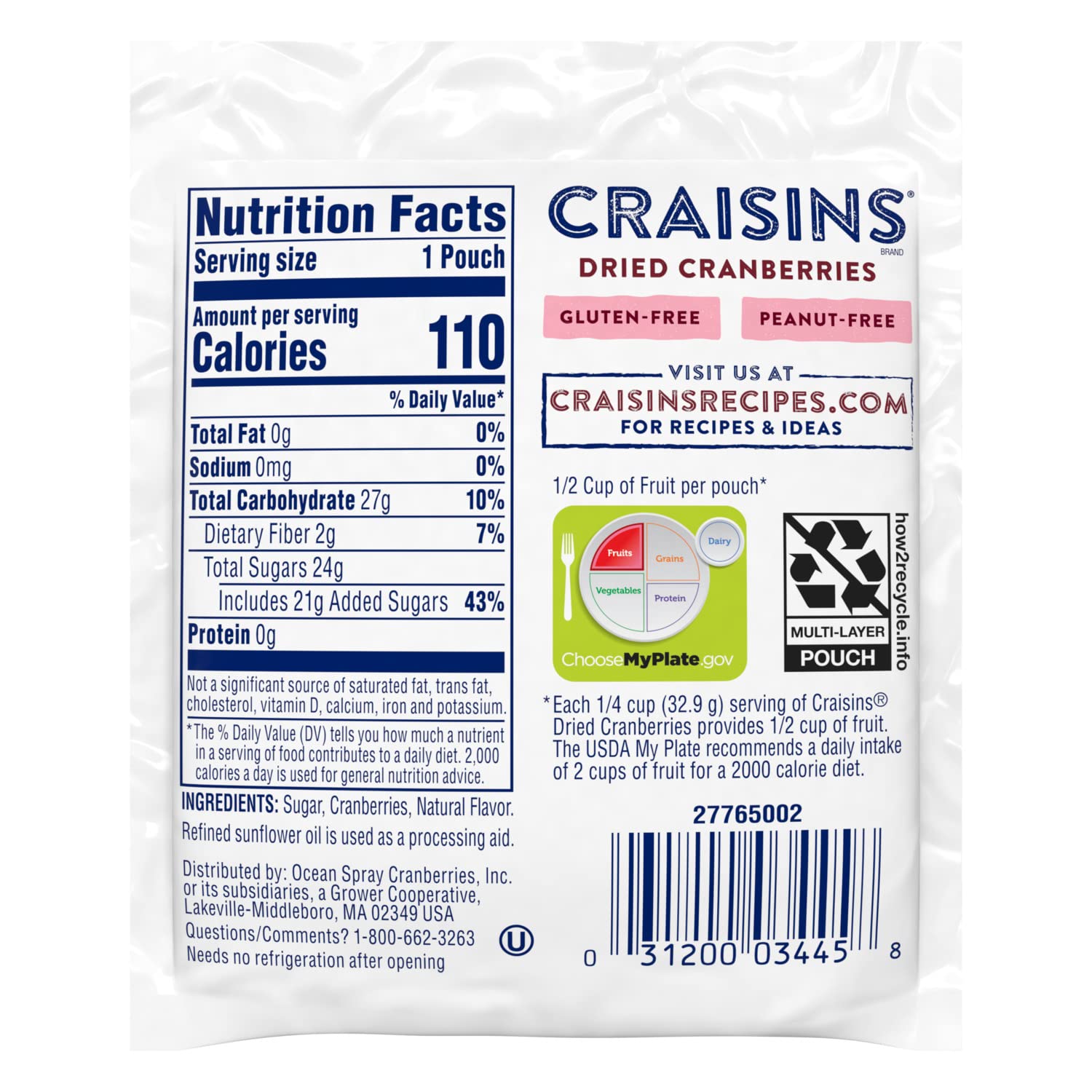 Ocean Spray Craisins Dried Cranberries, Strawberry, 1.16 Ounce (Pack of 200)