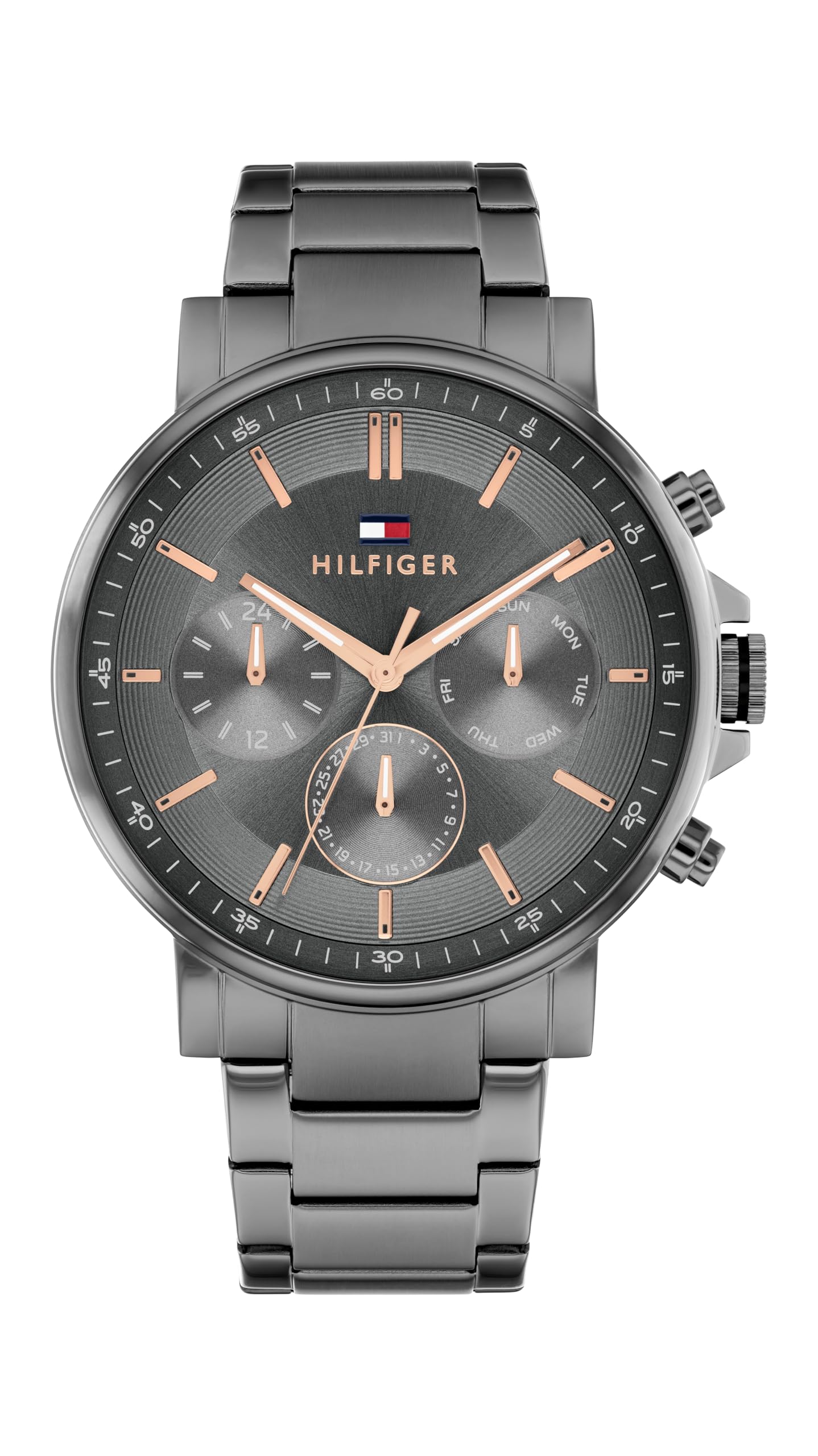 Tommy Hilfiger Orologio Analogico Multifunzione al Quarzo da Uomo con Cinturino in Acciaio Inossidabile