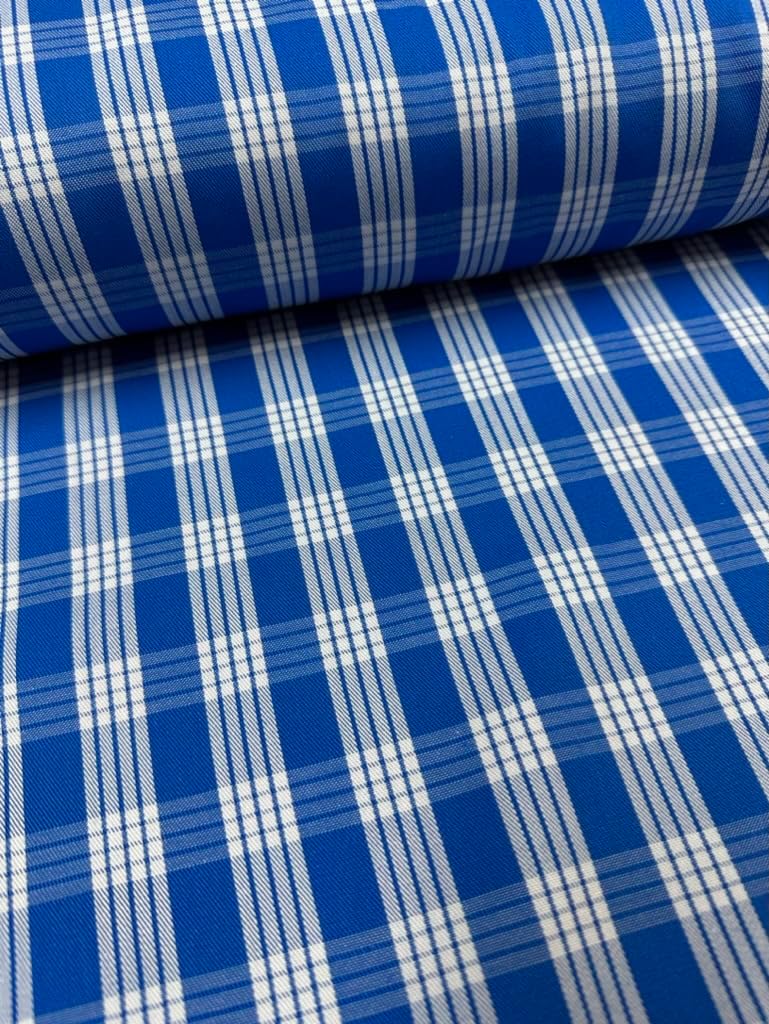 Royal Blue Woven Palaka 100% Cotton Fabric Sold by The Yard