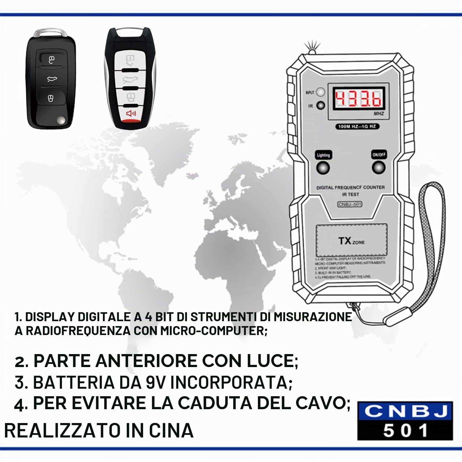 Tester di frequenza a infrarossi IR Tester di frequenza telecomando senza fili Tester di frequenza chiave auto Tester di frequenza chiave auto