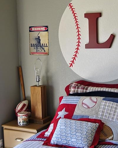 Miniatura 10 de Regalos de béisbol para niños, señal de advertencia de 8 x 12 pulgadas, solo jugadores de béisbol, decoración de habitación de niños para dormitorio