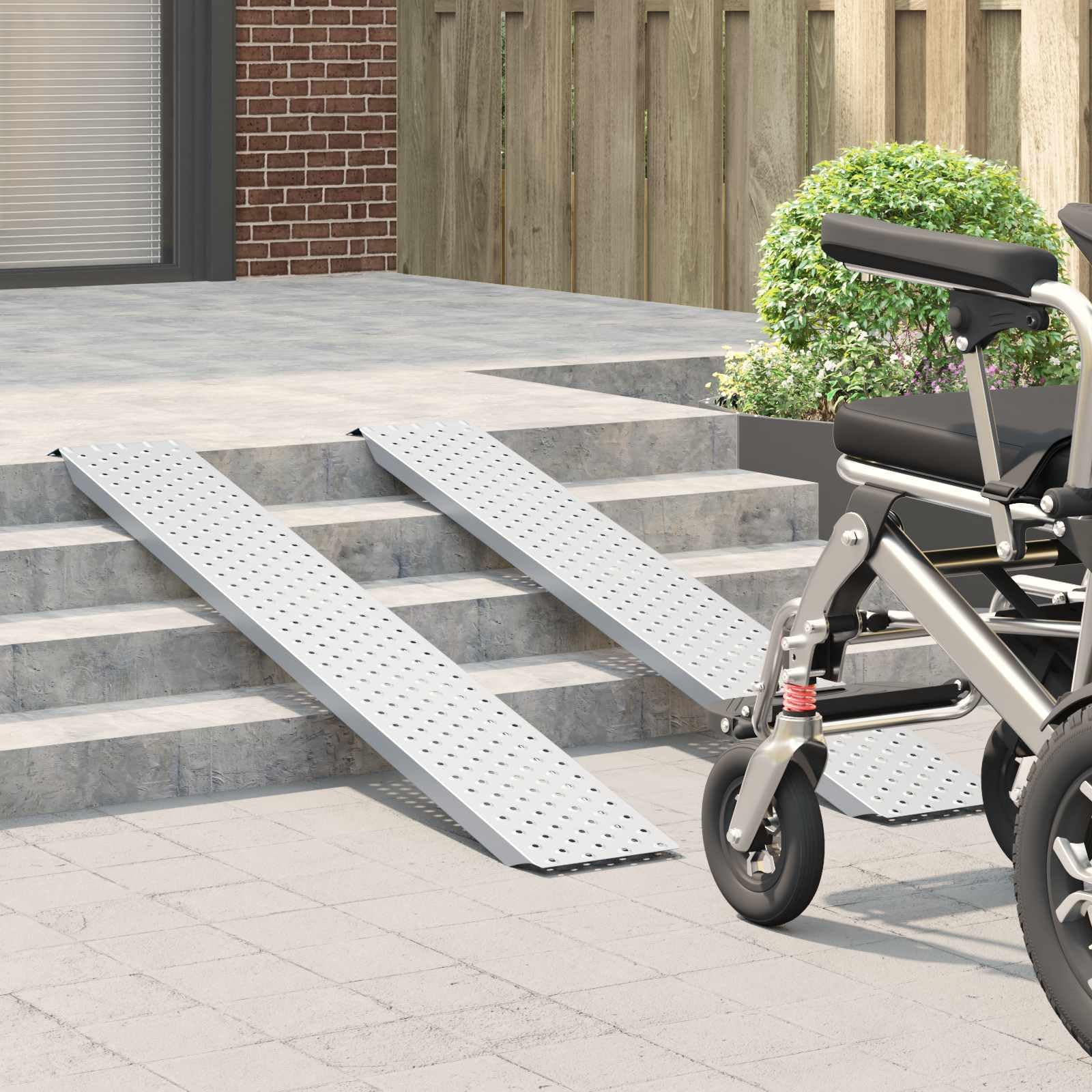 Rampa de carga de acero galvanizado 159 x 23 x 5 cm, capacidad de carga de 200 kg, rampa plegable para motocicleta, quad, coche, silla de ruedas y taller, antideslizante, color plateado