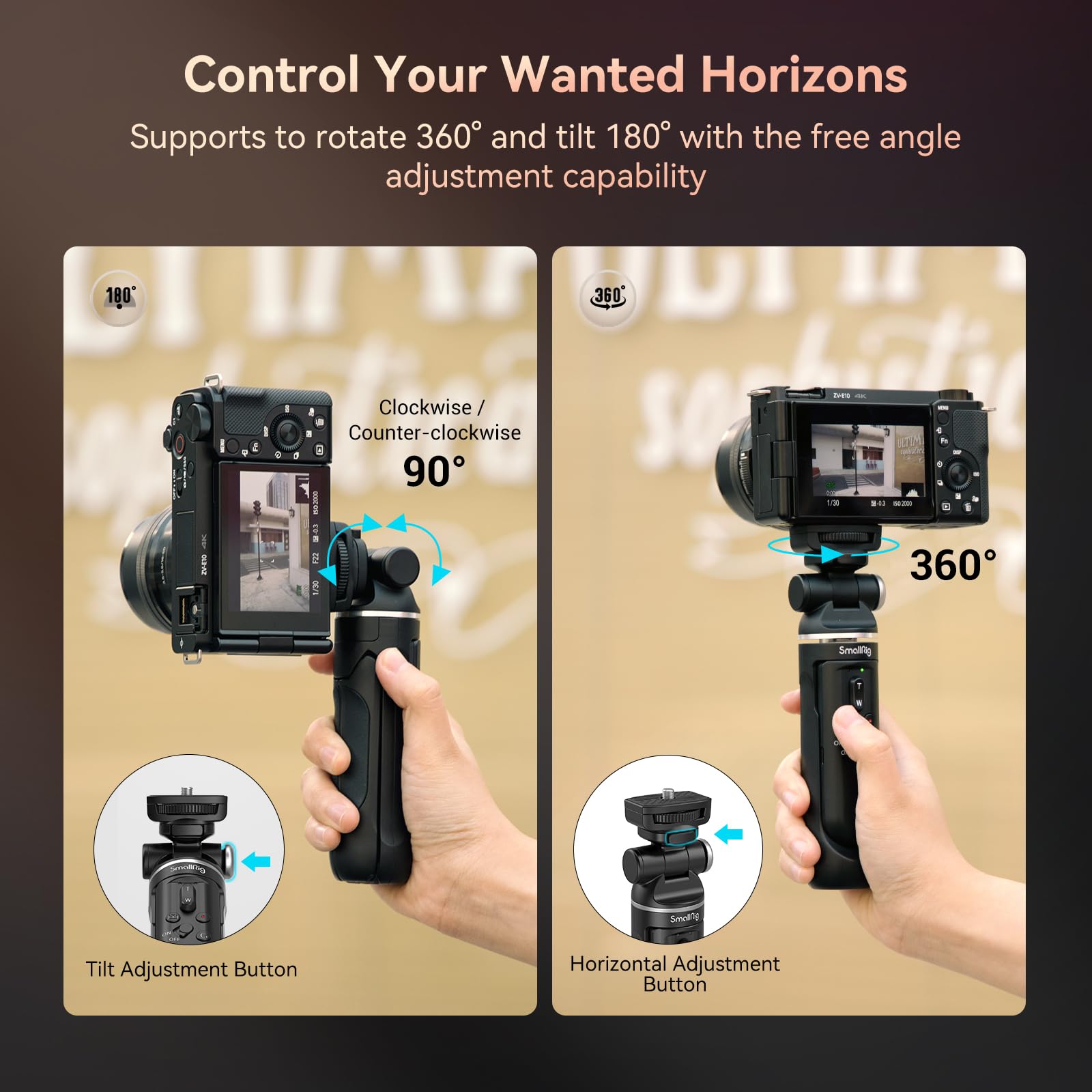 SMALLRIG Kit de Trípode Vlogging para Sony ZV-E1 / ZV-E10 / ZV-1 / ZV-1F, Soporte de Trípode Flexible, Trípode Vlog con Luz de Video LED y parabrisas peludo - 4258