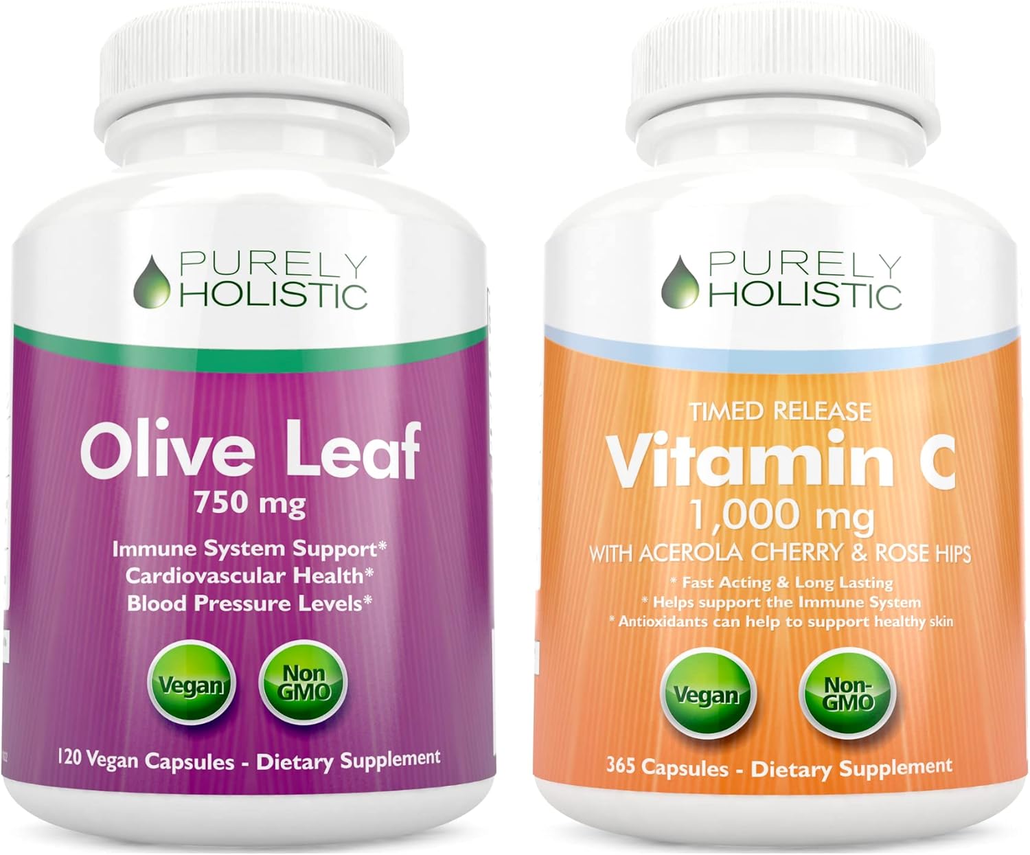 Purely Holistic Olive Leaf Extract 750mg + Vitamin C 1000mg