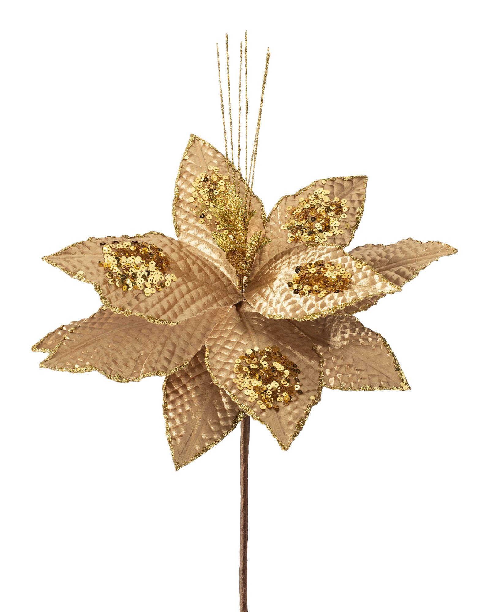 WeRChristmas Artificial Poinsettia Christmas Tree Flower Decoration, Gold, 30 cm
