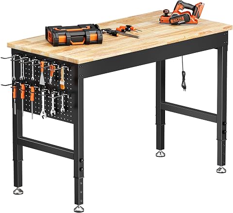 121 x 60 cm Heavy-Duty WorkBench, 6 Adjustable Heights