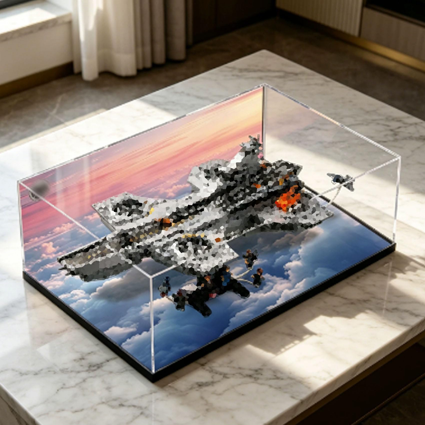 Dustproof acrylic Display Case for Le-go 76354 Aircraft Carrier Model-display box only (background 3mm-A)