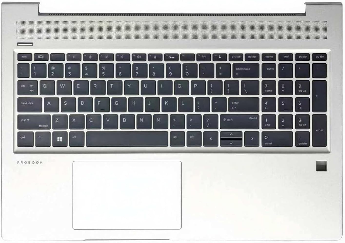 L45090-001 Replacement Upper Case Palmrest with Backlit Keyboard for HP Probook 450 G6 G7, 455 G6 G7 Laptops, Silver Top Cover